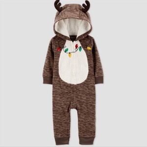Carter's Baby Fleece Holiday Reindeer Jumpsuit